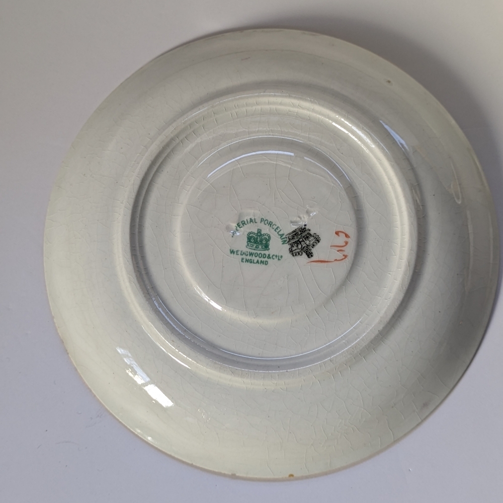 Antique Teacup Imperial Porcelain Wedgwood England Pink Rosettes Cup & Saucer - Picture 7 of 14
